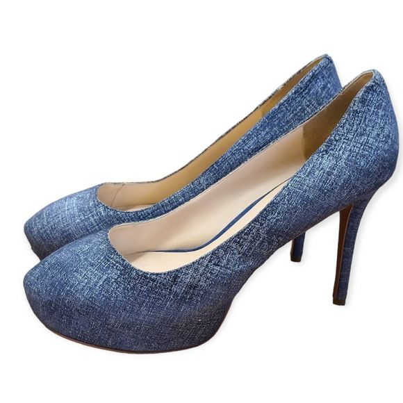 Nine West Juliette Blue Leather Platform Heels size 9.5 - Picture 2 of 12